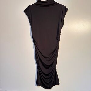 Steve Madden Women's Ruched Midi Dress Black Size L Cocktail Party Occasion